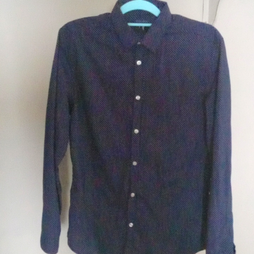Men's H&M long sleeve button down polka dot shirt